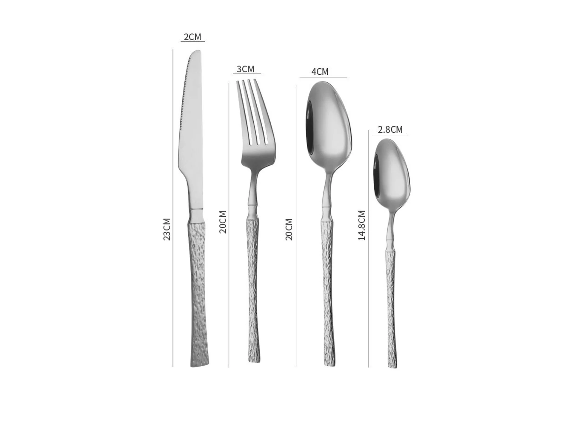 YMX-1084-2 细腰锤纹柄410不锈钢餐具